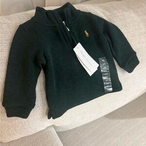 NWT Ralph Lauren Kids Dark Green Quarter-Zip Sweater